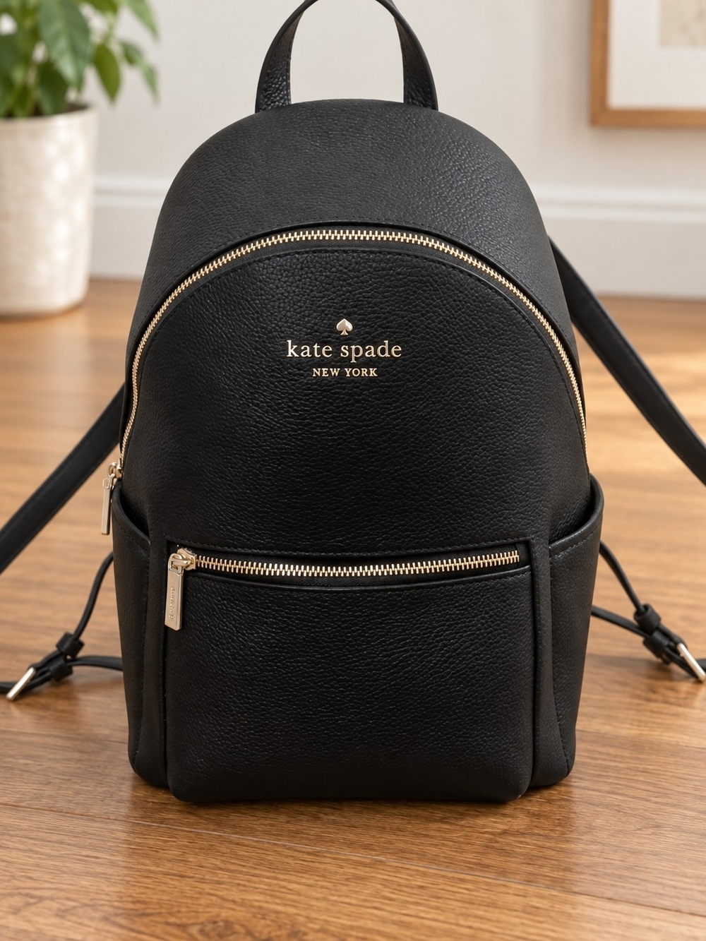 kate spade Black Pebbled Leather Mini Backpack